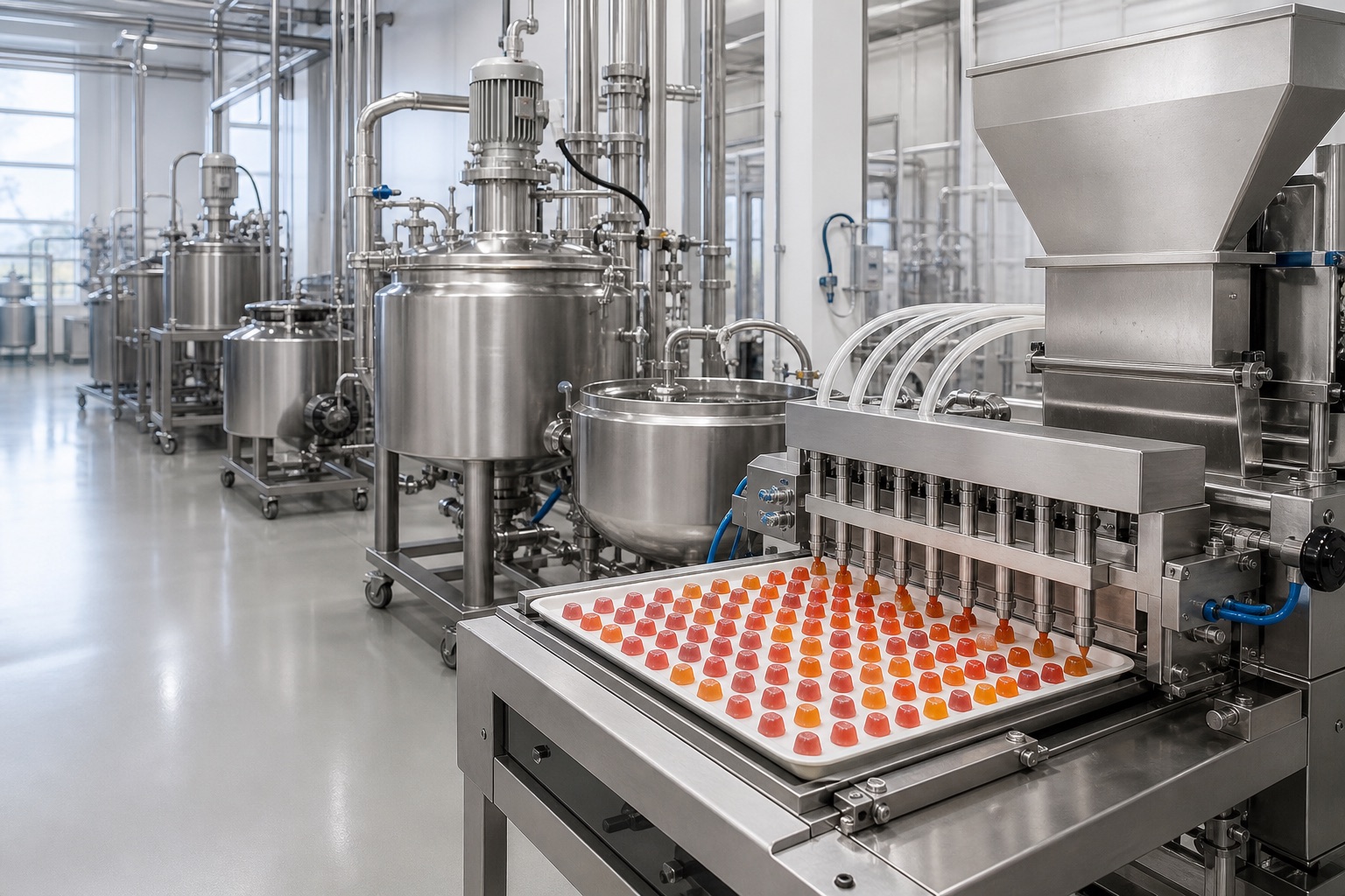 Gummy üretim tesisi için karıştırma, pişirme ve depozisyon hattı